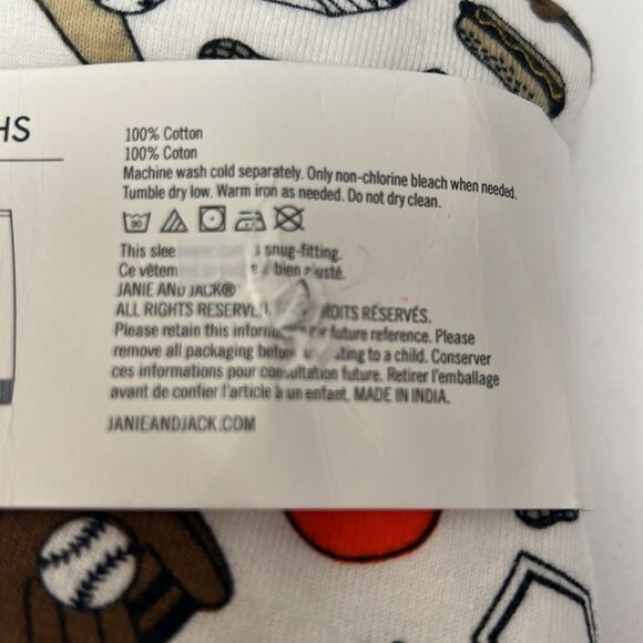 Janie and Jack 100049417 Good Night Short Sleeve Pajama In Baseball Star size 1 - Picture 8 of 8